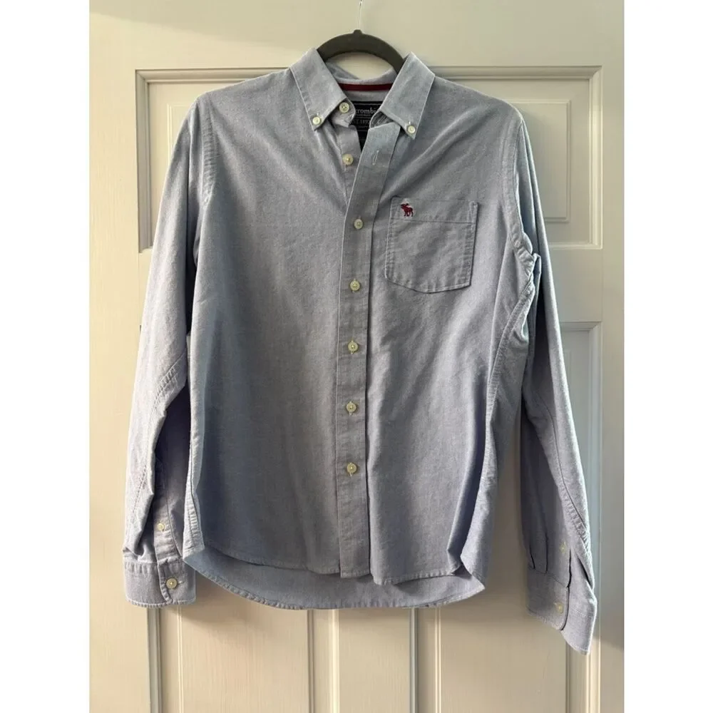 Abercrombie kids Light Blue Button-Down Shirt with Red Moose Logo